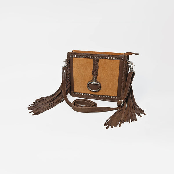ADBGM980 American Darling Suede & Leather Fringe Crossbody Bag