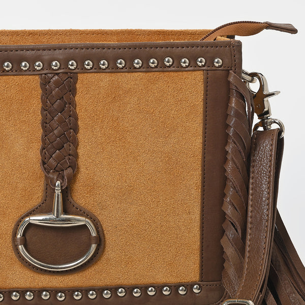 ADBGM980 American Darling Suede & Leather Fringe Crossbody Bag