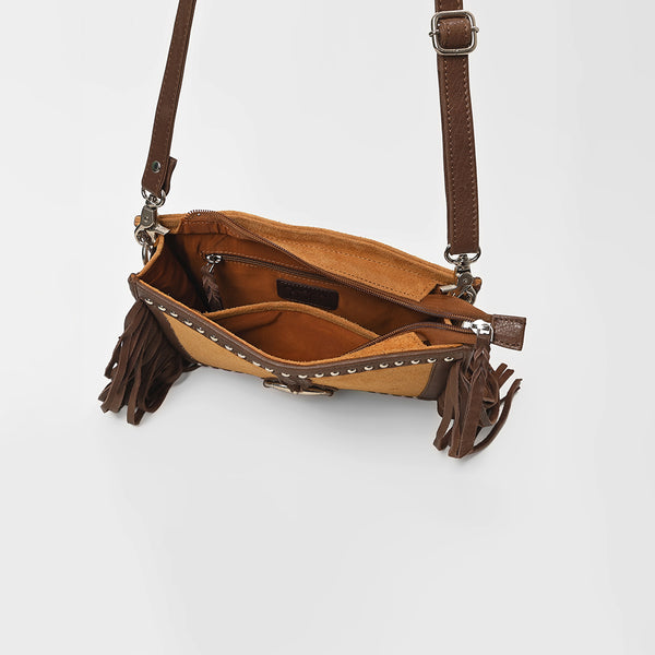 ADBGM980 American Darling Suede & Leather Fringe Crossbody Bag