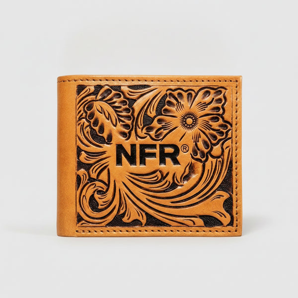 Official PRCA & NFR Licensed Collection®️ Floral Tooled Leather Western Wallet