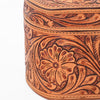 ADBGZ1016 American Darling Hand-Tooled Floral Leather Tan Vanity Jewellery Case