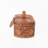 ADBGZ1016 American Darling Hand-Tooled Floral Leather Tan Vanity Jewellery Case