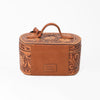 ADBGZ1016 American Darling Hand-Tooled Floral Leather Tan Vanity Jewellery Case