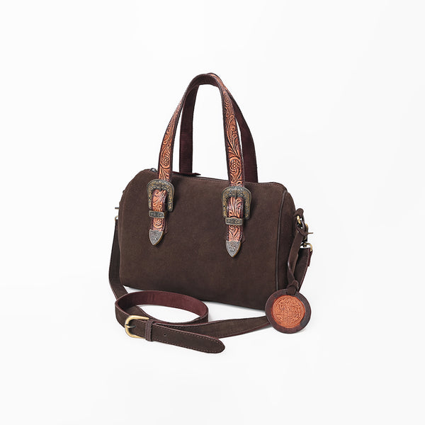 ADBGZ1097 American Darling Genuine Suede Leather Western Buckle Barrel Satchel Bag