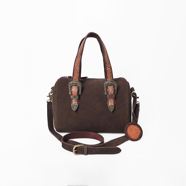 ADBGZ1097 American Darling Genuine Suede Leather Western Buckle Barrel Satchel Bag