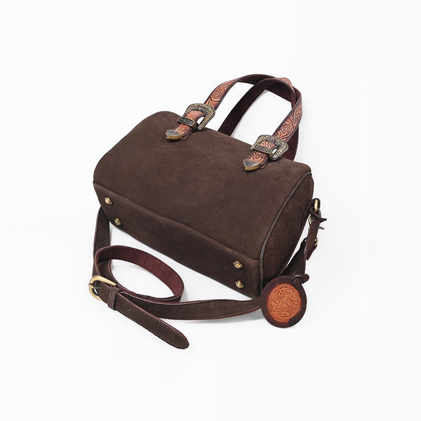 ADBGZ1097 American Darling Genuine Suede Leather Western Buckle Barrel Satchel Bag