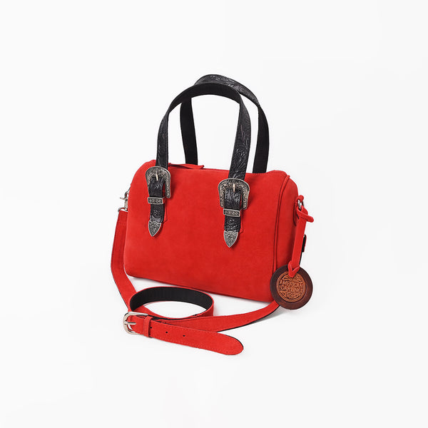 ADBGZ1097 American Darling Genuine Suede Leather Western Buckle Barrel Satchel Bag