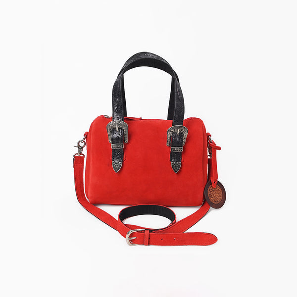 ADBGZ1097 American Darling Genuine Suede Leather Western Buckle Barrel Satchel Bag