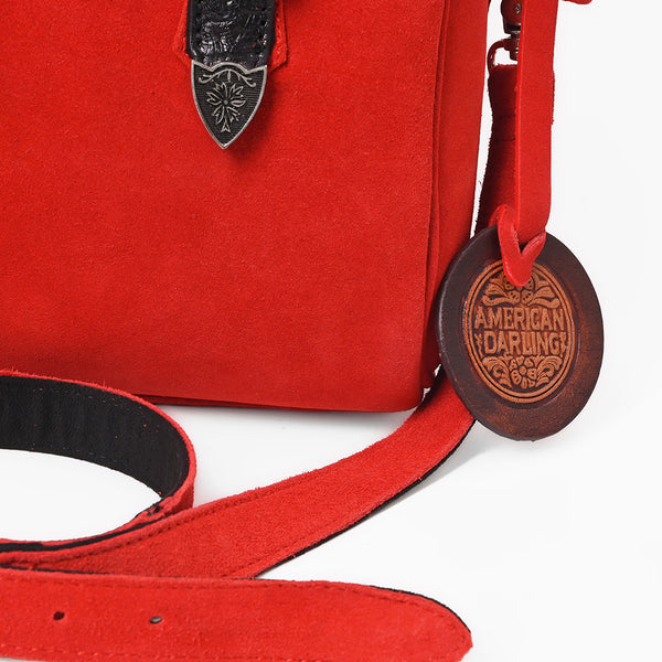 ADBGZ1097 American Darling Genuine Suede Leather Western Buckle Barrel Satchel Bag