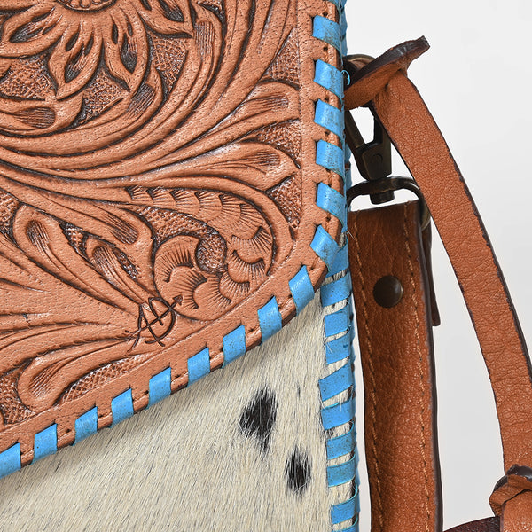 ADBGZ940 Clutch Hand Tooled Hair on Genuine Leather Women Bag