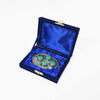 ADBKA102 Belt Buckle Engraved Brass Turquoise Rhinestone Scrollwork