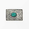 ADBKA103 Belt Buckle Engraved Brass Turquoise Rhinestone Scrollwork