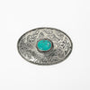 ADBKA104 Belt Buckle Engraved Brass Turquoise Rhinestone Scrollwork