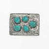 ADBKA105 Belt Buckle Engraved Brass Turquoise Rhinestone Scrollwork