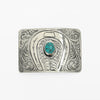 ADBKV108 Hand Engraved German Silver Horseshoe Western Belt Buckle with Turquoise Stones