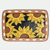 ADBLF102-BU Hand-Painted Sunflower Tooled Leather Belt Buckle Black & Yellow
