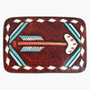 ADBLF104-BU Hand-Painted Arrow Tooled Leather Belt Buckle Rustic Red & Turquoise