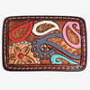 ADBLF105-BU Hand-Painted Paisley Floral Tooled Leather Belt Buckle Multicolor Western Style