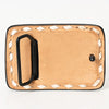 ADBLF129-BU Western Leather Belt Buckle - Tooled Cactus & Floral Design
