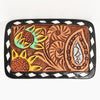 ADBLF130-BU Hand Tooled Leather Belt Buckle - Sunflower & Paisley Western Design