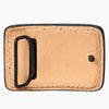 ADBLF138-BU Hand Tooled Leather Belt Buckle - White Flower & Scroll Design with Green Accents
