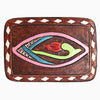 ADBLF150-BU Tooled Leather Buckle - Abstract Floral Motif in Neon Colors