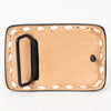 ADBLF150-BU Tooled Leather Buckle - Abstract Floral Motif in Neon Colors