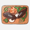 ADBLF160-BU Hand Tooled Leather Buckle - Bald Eagle & Floral Design