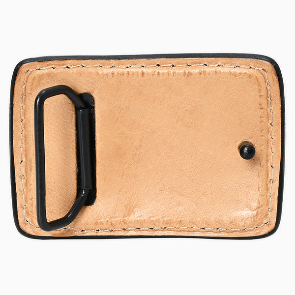 ADBLF160-BU Hand Tooled Leather Buckle - Bald Eagle & Floral Design