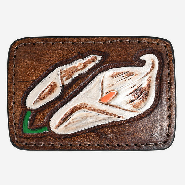 ADBLF166-BU Handtooled Leather Western Belt - White Calla Lily Floral Design