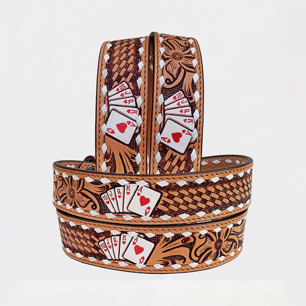 Official PRCA & NFR Licensed Collection®️ Brown Genuine Tooled Leather Belt