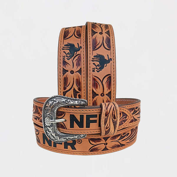 Official PRCA & NFR Licensed Collection®️ Bucking Bronco Tooled Leather Belt