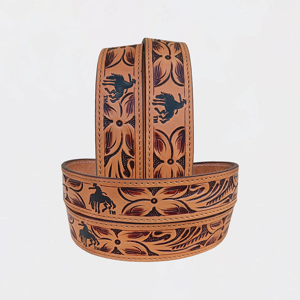 Official PRCA & NFR Licensed Collection®️ Bucking Bronco Tooled Leather Belt