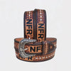 Official PRCA & NFR Licensed Collection®️ Western Brown Tooled Leather Belt
