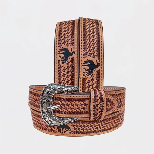 Official PRCA & NFR Licensed Collection®️ Natural Tan Genuine Leather Belt
