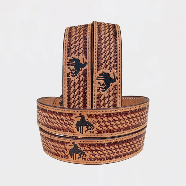 Official PRCA & NFR Licensed Collection®️ Natural Tan Genuine Leather Belt