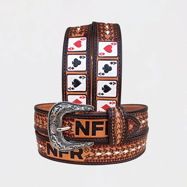 Official PRCA & NFR Licensed Collection®️Playing Cards Genuine Leather Belt