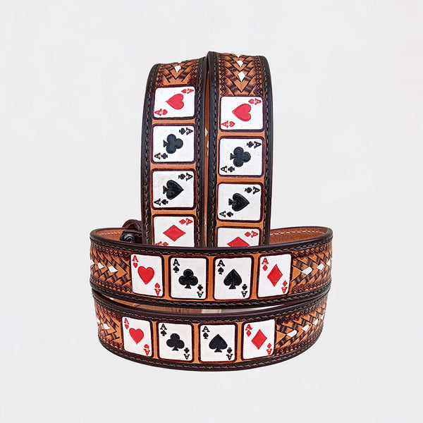 Official PRCA & NFR Licensed Collection®️Playing Cards Genuine Leather Belt
