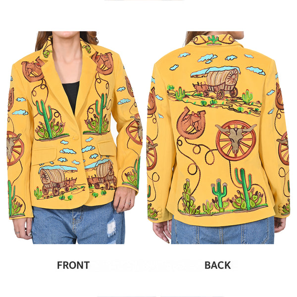 ADBZ071 American Darling Yellow Fabric Western Embroidered Wagon Blazer Jacket