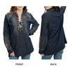 ADDR001 American Darling Western Denim Tunic Top Studded Pleated Shirt