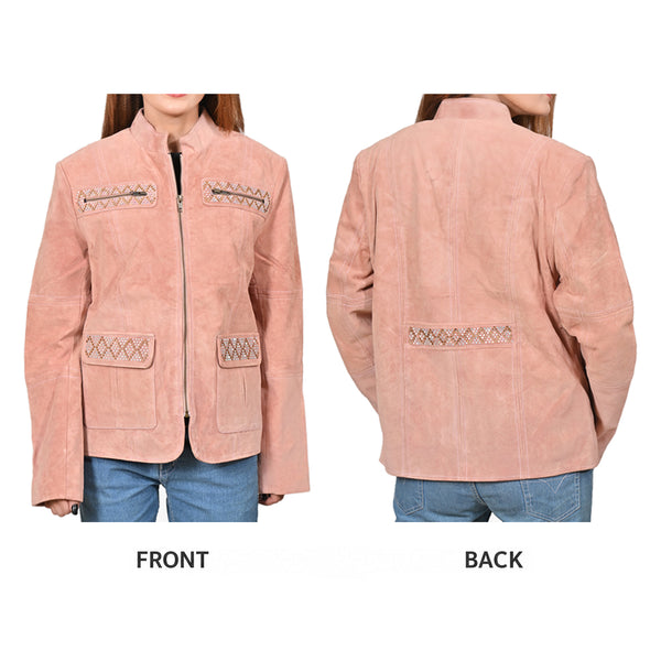 ADJKT102 American Darling Studded Leather Western Zip Jacket