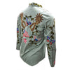 ADSH048 American Darling Saga Green Western Apparel - Embroidered Cotton Satin Butterfly Shirt