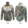 ADSH048 American Darling Saga Green Western Apparel - Embroidered Cotton Satin Butterfly Shirt
