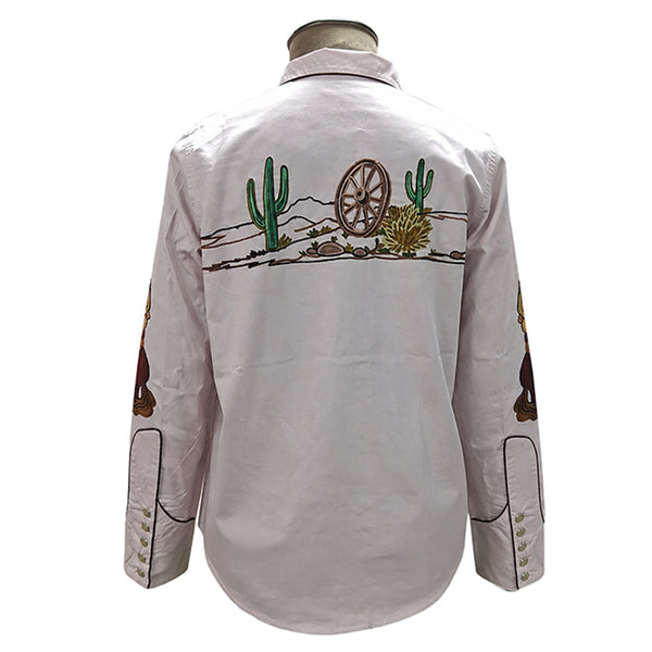 ADSH063 American Darling Light Rosy Pink Western Apparel - Embroidered Cotton Twill Rodeo Top