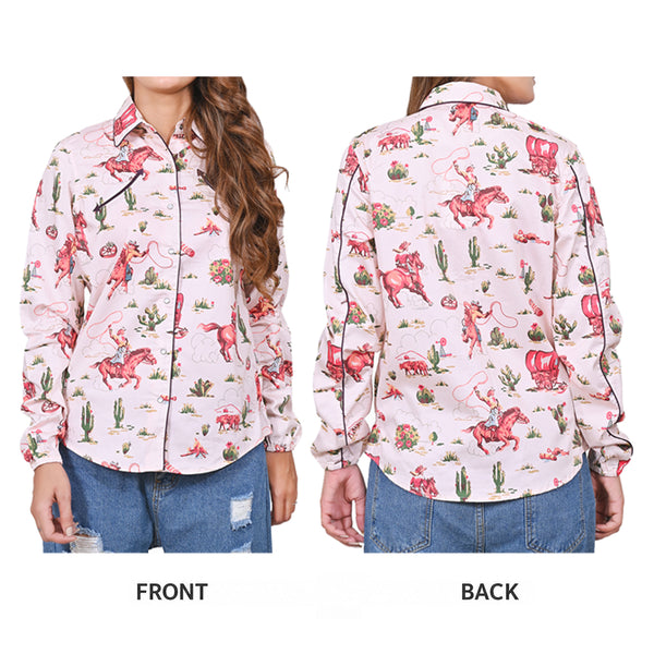 ADSH088 American Darling 100% Satin Cotton Rodeo Theme Country Shirt