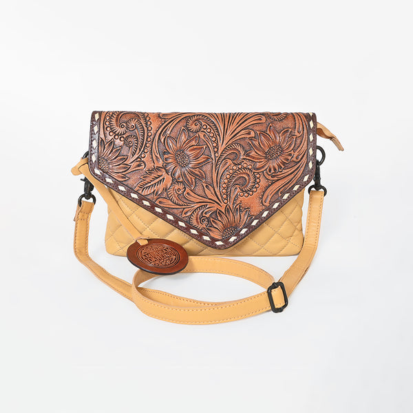 ADBGZ1015 American Darling Western Floral Hand Tooled Quilted Purse