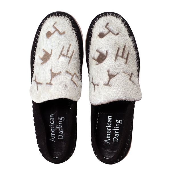 ADFT189 American Darling Hair On Hide & Genuine Leather Western Loafers
