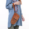 ADGC107 Genuine suede & Tooled Leather Pistol Case - Western Stitch Detail by American Darling
