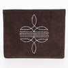 ADBGZ919 Genuine suede Leather Bifold Wallet with White Embroidered Stitch Detail