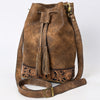 ADBGA532 American Darling Western Leather Bucket Bag Hand Tooled Floral Carved Purse